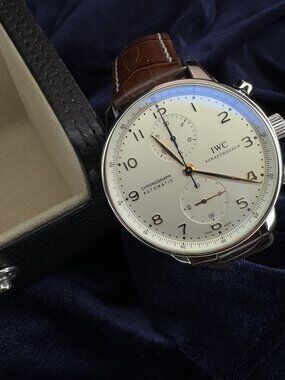 IWC Portugieser Chronograph IW371445 40.9mm Silver Dial Box Card